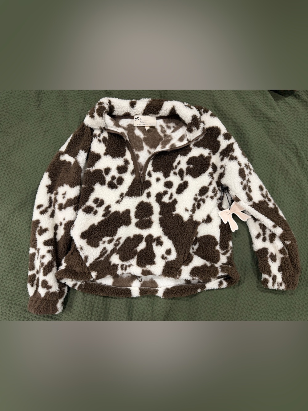 Sincerely Jules Brown and White Sherpa Pullover Jacket